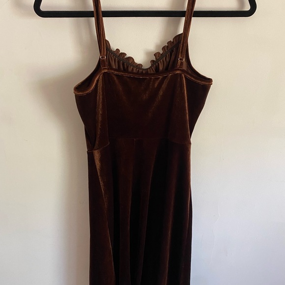ROMWE Chocolate Brown‎ Velvet Dress 90s Y2K Grunge - Picture 3 of 5